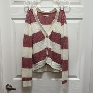 SO Knit Cardigan - Pink and White Colorblock L